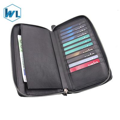 China Luxury Long RFID Fashion Hand Women Brand Black Original Leather Wallet For Men Female Cheap Card Holders With Zipper OEM for sale