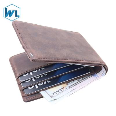 China Shenzhen Minimalist Luxury Vintage RFID Brand Foldable Short Leather Men's Handmade Wallet Of Pretty for sale