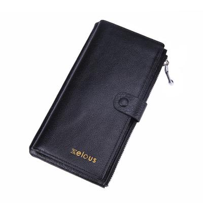 China Custom Made RFID RFID Blocking Women Luxury Genuine Leather Cowhide Men's Long Clutch Wallet for sale