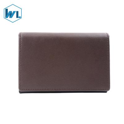 China Fashion Rfid Custom Personalized Genuine Leather Stitching Business ID Card Holder Wallet Plastic Holder For Men Women Side for sale