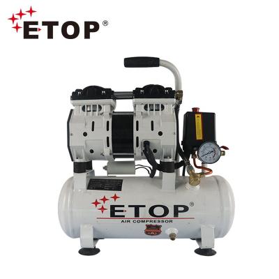 China Best Price ETOP Dental Air Compressor Tank 100% Oil Free Price Copper Oil Free Motor 600W 9L Silencer For Sale for sale