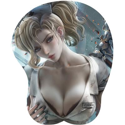 China PASSIONATE Anime Large Chest Girl Mouse Pad With Wrist Support PU Foam Filling Leather Mouse Pad for sale