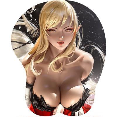 China Sexy PASSIONATE GIRL Mouse Pad With Wrist Rest PU Memory Foam Chest Large Mouse Pad Gaming Keyboard Mat for sale