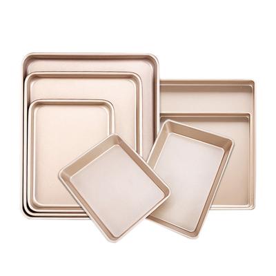 China Hot Selling Stocked Stocked Carbon Steel Coating Nonstick Gold Nonstick Bakeware Baking Tray for sale