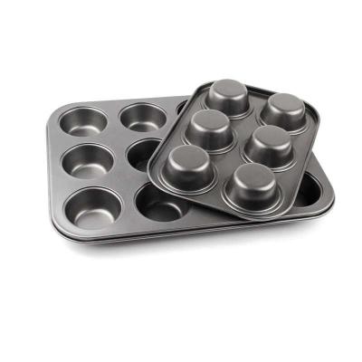 China 6 Hole Viable Non-Stick Square Cupcake Pan Muffin Tray Cupcake Mold Baking Pan Carbon Steel Bakeware Biscuit for sale