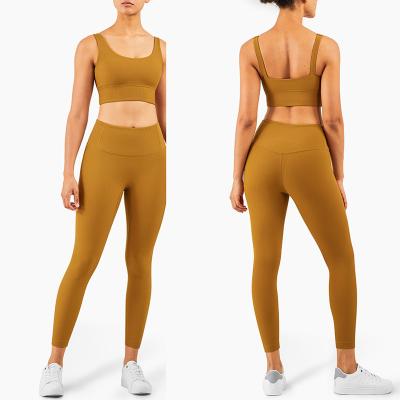 China European and American stretch suit sports clothing yoga rib breathable brocade vest striped slimming two-piece fitness pants running for sale