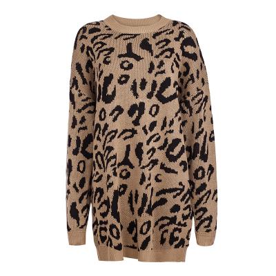 China 2022 New Anti-wrinkle Leopard Print Sweater Women Korean Loose Lazy Knit Sweater for sale