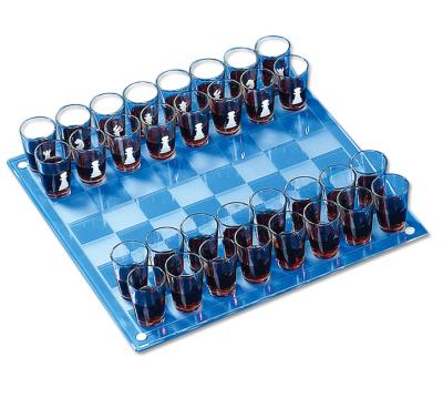 China New Design 25*25cm Glass Chess Games Entertainment Drinking Chess Board Set For Adult for sale