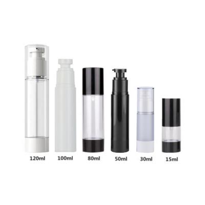 China 100ml Eco-Friendly Luxury Empty Matte Recyclable White Black Frosted As Plastic Cosmetic Airless Pump Bottle for sale