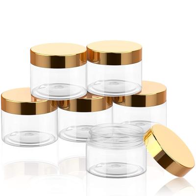 China 6 8 oz luxury recyclable hard 500 gram 180ml 50ml gold hard cap hair cream amber color matte clear frosted plastic jars with gold lids for sale