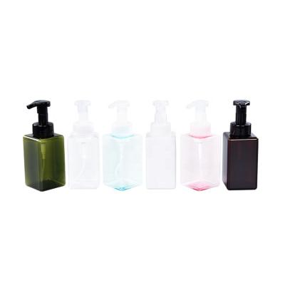 China PACKAGING 250ml 450ml BEAUTY Rose Plastic Foam Pump Square Amber Purple Square Foaming Soap Pump Bottle for sale