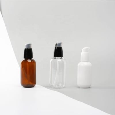 China 50ml 80ml 100ml Empty Cosmetic Empty Recyclable Amber Personal Care Transparent White Luxury Hand Washing Plastic Flat Bottle Lotion for sale