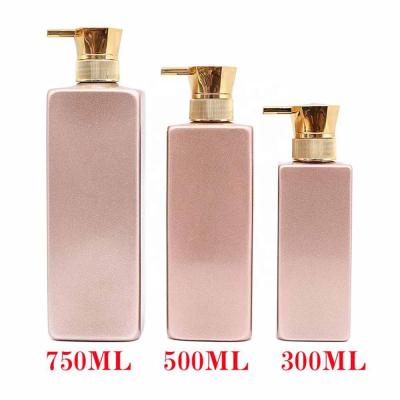 China Exquisite Hotel Amenities Shampoo Use And 300ml Disposable Luxury Plastic Shampoo Bottle Matte Pink for sale