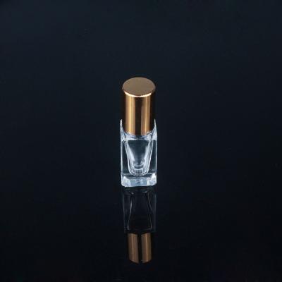 China Square Clear Glass Perfume Bottle 3ml Recyclable With Stainless Steel Roller Ball for sale