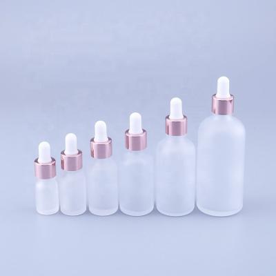 China Custom Translucent Rose Gold Personal Care Empty Essential Oil 5ml 10ml 20ml 30ml 50ml 100ml Dropper Glass Bottle for sale