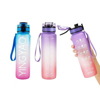 China 1000ml Viable Portable Fruit Infuser Dog Reusable Kids Gym Customize Sports Smart Motivational Frosted Plastic Water Bottle for sale