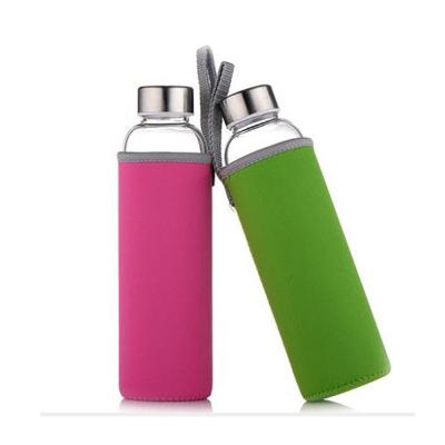 China Mini Sustainable Kids Luxury Frosted Glass Water Bottle For Water Drinking Heat Resistant for sale