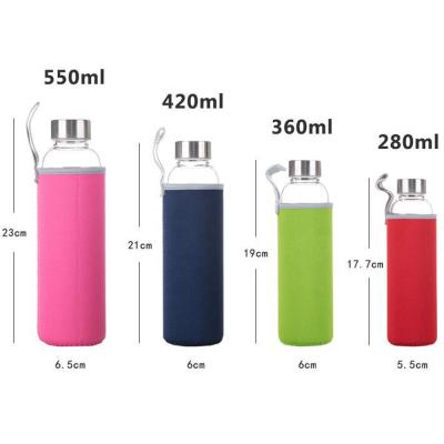 China 280ml 360ml 420ml 18oz 550ml 16oz 500ml Sustainable Clear Eco Friendly Glass Water Bottles for sale