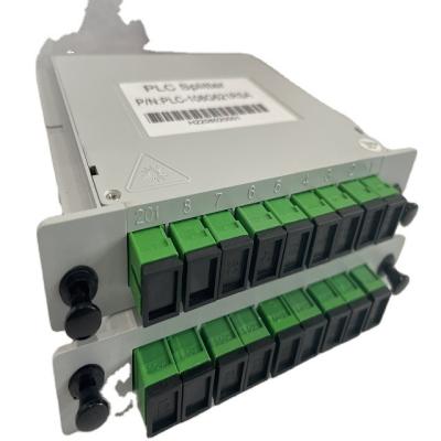 China High Reliability and Stability 1*2 1*4 1*8 1*16 1*32 1*64 SC APC Connector PLC Splitter 1x2 1x4 1x8 1x12 1x16 1x32 1x64 FTTH Fiber Optic Cassette Splitter for sale