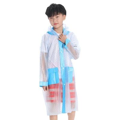 China Hot Sale Children's Eco-friendly Polka Dot Raincoat With Backpack Design EVA Eco Friendly Rainwear For Kids for sale