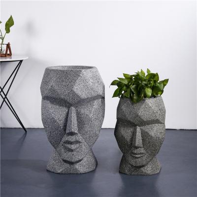 China Wholesale High Quality Artistic Outdoor Fiberglass Head Planters Large Face Novelty Floor Plant Pots For Park for sale