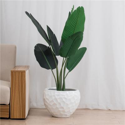 China Hotel Hot Indoor Concise Design Home Decorative Floor Simple White Round Plant Pot Mold Planters Flower Pots for sale