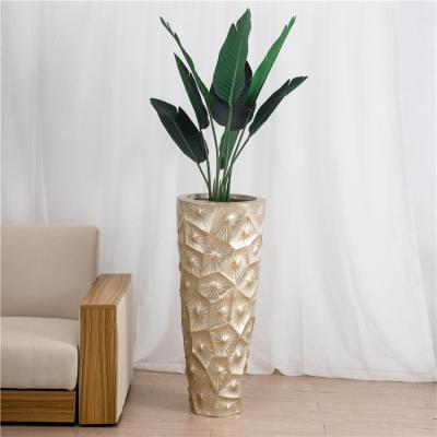 China Wholesale Gold Large Modern Durable Indoor Fiberglass Novelty Decoration Planter Outdoor Planter Pots For Sale for sale