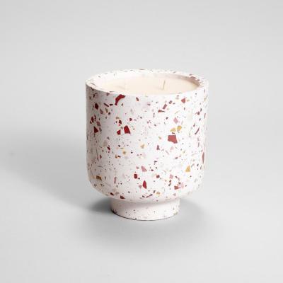 China Nordic luxury unique fashionable modern decorative terrazzo style valentine's day subordinate candle jar Christmas for home decoration for sale