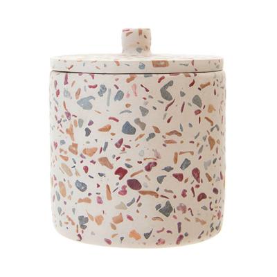 China Eco-Friendly Personalized Christmas Hot Unique Modern Exquisite Design Terrazzo Design Candle Holder Candle Jar With Lid for sale