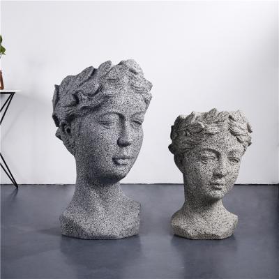 China Plant Large Face Fiberglass Plant Floor Garden Hotel Novelty Style Nordic Home Decor European Outdoor Head Potted Vase for sale