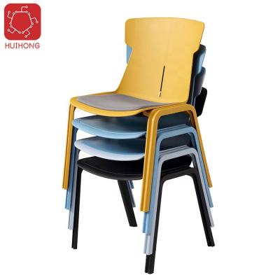 China High Quality Massage Huihong OEM Comfort Stacking Desk Chairs Metal Frame Stackable Plastic Chair for sale