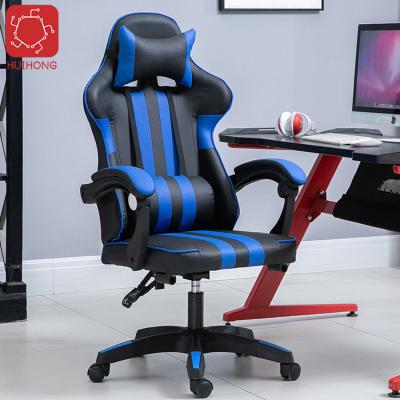 China (Size)Adjustable Cheap Blue Leather Racing PU Gaming Chair Computer Gaming Chair With Foot Rest for sale