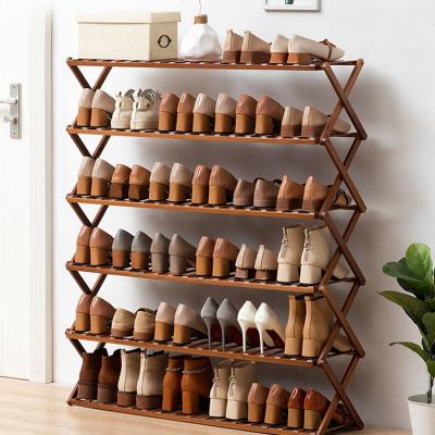 China Foldable Living Shoe Rack Convertible Bamboo Vertical Door Stand Portable Shoe Rack for sale