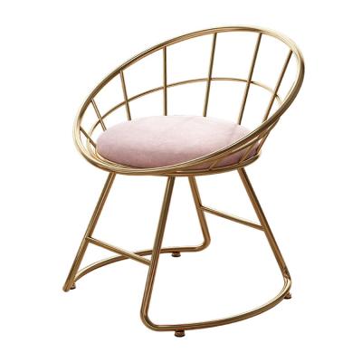 China Modern Single Bedroom Dressing Chair Modern Pink Velvet And Gold Frame Vanity Chair for sale