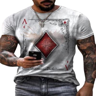 China Poker Casual Men's Fashion Anti-Wrinkle Simple Print Crewneck Short Sleeve Men's T-Shirt for sale