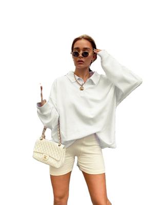 China Fashion Breathable Simple Fashion Loose Winter Women's White Sweater for sale