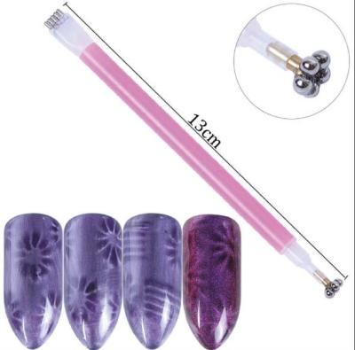 China Easy Apply Private Label Double Head Nail Art Cat Eye Magnet Pen 3D Nail Magnetic Gel Cat Eyes Strip Flower Magical Polish Stick for sale