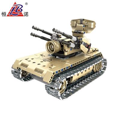 China 457 PCS 2.4GHZ Technic Army RC Anti-Aircraft Tank Building Block Toys Remote Control Tank Blocks For Kids 3D Building Blocks Tank With 2.4GHZ for sale