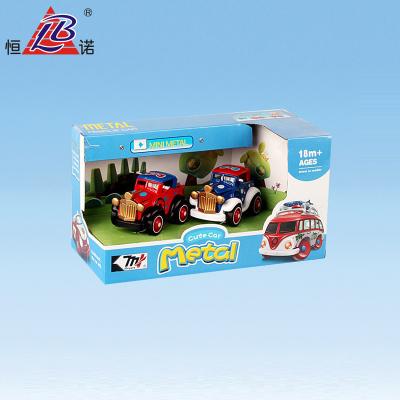 China 2PCS/BOX Diecast Toy Vintage Car For Kids Diecast Vehicle Mini Classic Alloy Car Toy For Children Model Friction Car Model for sale