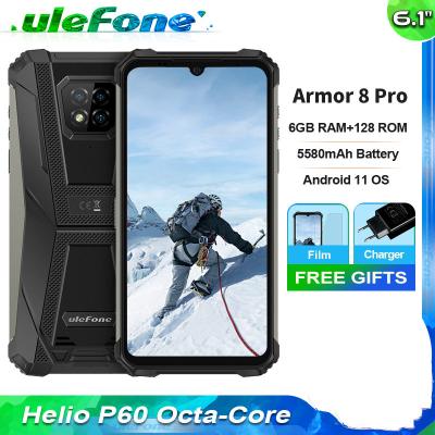 China Dual Pro Smartphone 6.1 Inch HD+ Rugged Waterproof NFC 5580mAh Mobile Phone 6GB 128GB Helio P60 Android 11 SIM Card Ulefone Armor 8 for sale