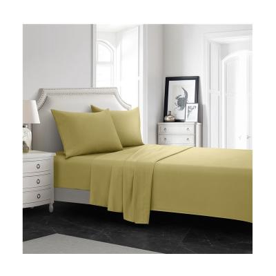 China Modern Factory Price Grass Green 100% Polyester Plain Dyed Sanding Four-Piece Bedding Set for sale