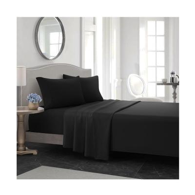 China Modern Chinese Factory Black 100% Polyester Plain Dyed Sanding Four-Piece Bedding Set for sale