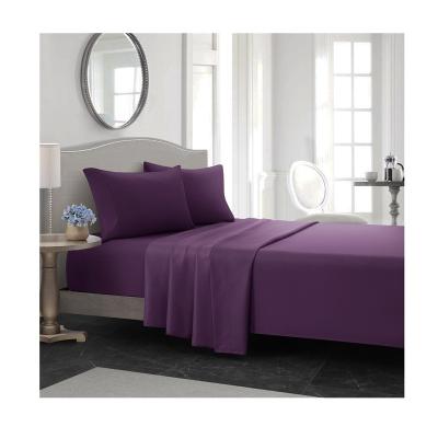 China Modern Wholesale Hot 100% Purple Polyester Plain Dyed Sanding Four-Piece Bedding Set for sale