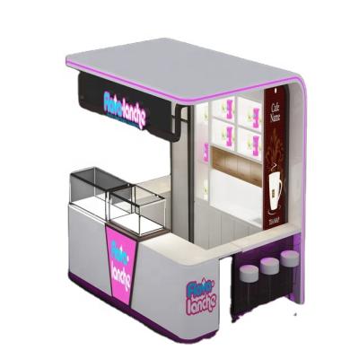 China Colorful Indoor Mall Bubble Tea Kiosk With Display Stands Ice Cream Booth For Frozen Yogurt Shop for sale