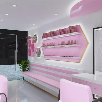 China Style Fashionable Pink Beauty Salon | custom display furniture | beauty counter with mirrors for sale