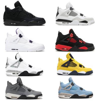 China High Quality Retro 4s Cushioning Bred Basketball Shoes Chicago Toe Sneakers Vintage Mens Womens Red Black Casual for sale