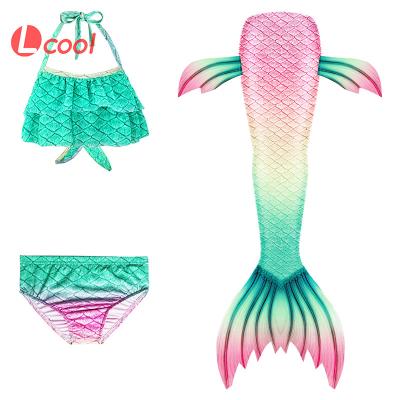 China Lcool Breathable Factory Custom Mermaid Shell Tail Girls Bikini Swim Suit Children's Swimwear Swimwear Tail for sale