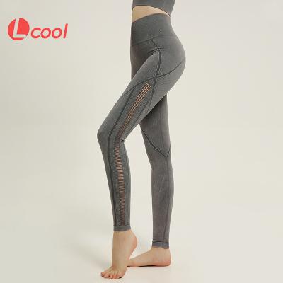 China Breathable Lcool Tie Dyed Seamless High Waist Sports Fitness Pants Butts Lifting Gaiters for sale