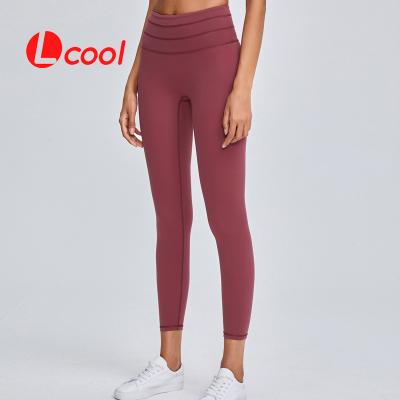 China Lcool Breathable High Waist Yoga Pants Hip Pants For Women Quick Dry Fitness Yoga Gaiters for sale