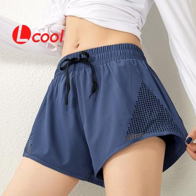 China New Lcool Breathable Style Shorts Gym Quick Dry Running Compression Shorts Skinny Double Layer Fabric Fitness Yoga Shorts for sale